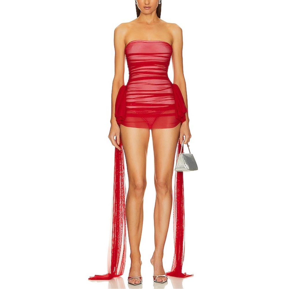 Norma Kamali Red Strapless Dress